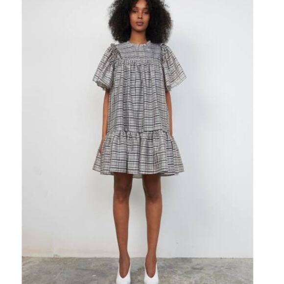 ☀️ NWT! 🖤 STELLA NOVA 🩶 Pen Luna Checked Dress Sz L - Picture 1 of 12